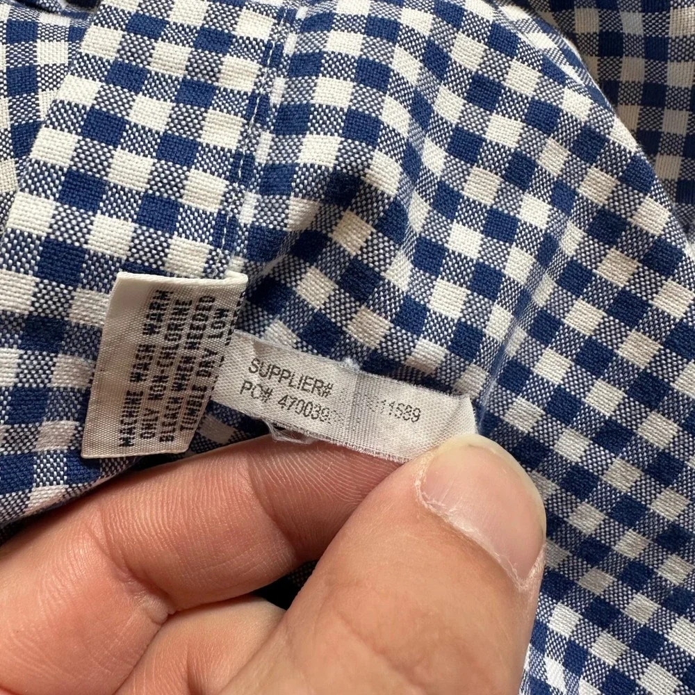 Ralph Lauren Button Down Men 3XLT Blue Gingham Check Plaid LS Shirt Flesh Pony - Picture 9 of 11